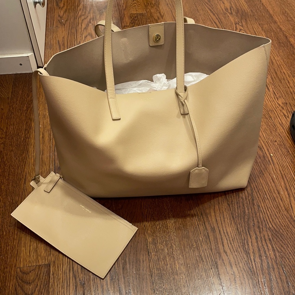 Saint Laurent Large Leather Tote Bag